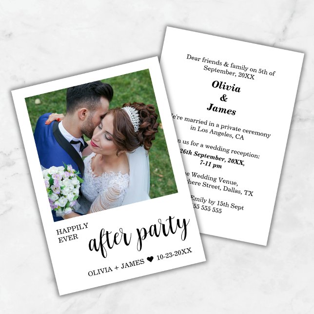 Invitación Afortunadamente luego de la foto de la recepción d (Happily Ever After Party Wedding Reception Photo Invitation  )