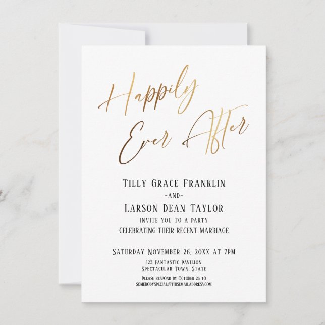 Invitación Afortunadamente luego del Fiesta de la Boda Elegan (Anverso)