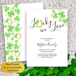 Invitación Afortunadamente, Shamrock and Horseshoe Bridal Sho
