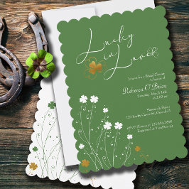 Invitación Afortunadamente, Shamrock Green Gold Bridal Shower