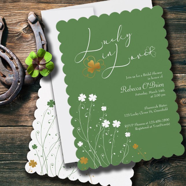 Invitación Afortunadamente, Shamrock Green Gold Bridal Shower (Subido por el creador)