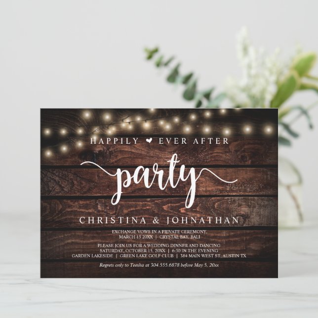 Invitación Afortunadamente Siempre Después De fiesta, Luces D (Anverso de pie)