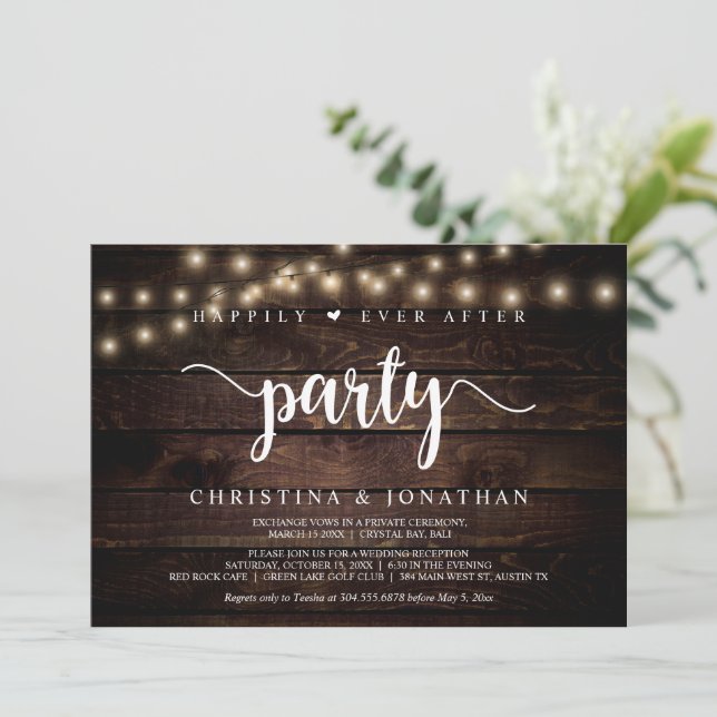 Invitación Afortunadamente Siempre Después De fiesta, Luces D (Anverso de pie)