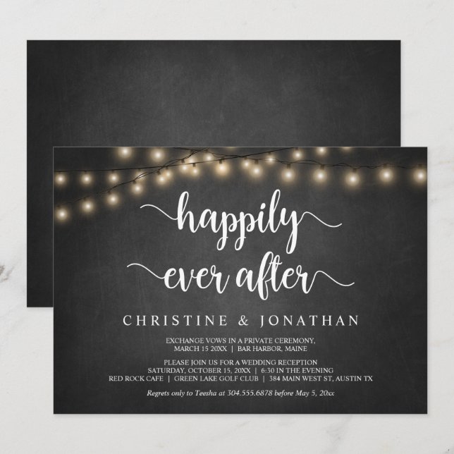 Invitación Afortunadamente Siempre Después De Fiesta, Luz De  (Anverso / Reverso)