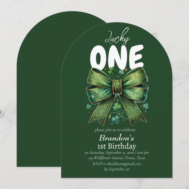 Invitación Afortunado Día Uno St Patricks Primer Cumpleaños (Anverso / Reverso)