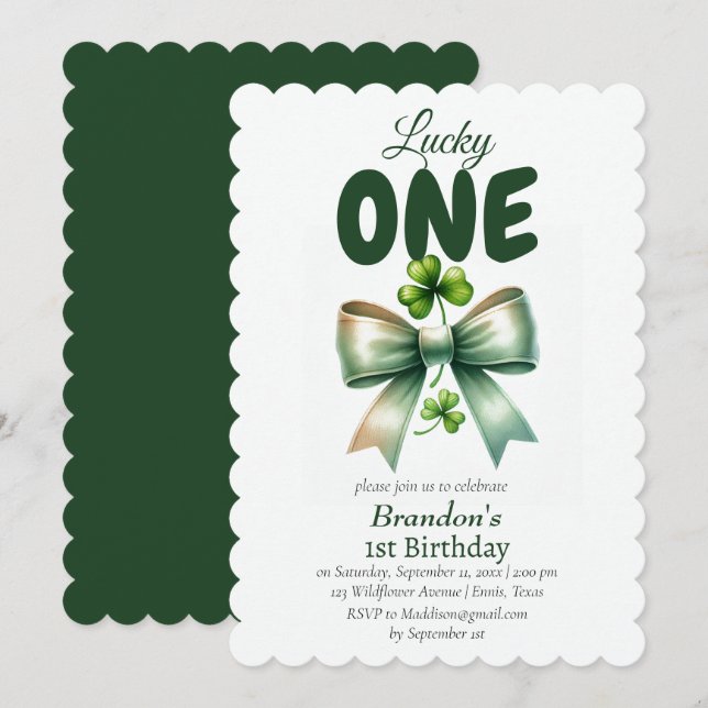 Invitación Afortunado Día Uno St Patricks Primer Cumpleaños (Anverso / Reverso)