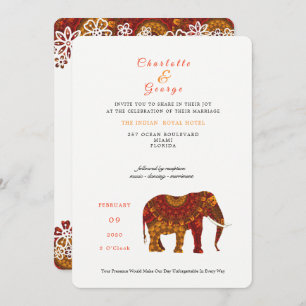 Invitación Afortunado Elefante Indio Elegante Invitado a la B