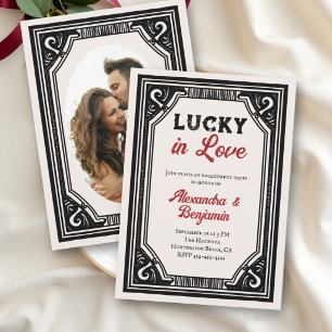 Invitación Afortunado en el amor compromiso de foto de casino