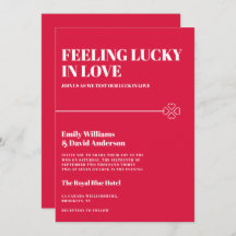 Afortunado en el amor Crimson Boda Mínimo Rojo