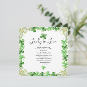 Invitación Afortunado en el Amor Día de San Patricio Trébol I