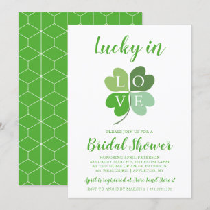 Invitación Afortunado En El Amor El Corazón Verde Shamrock Br