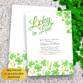 Invitación Afortunado en el amor Shamrock Elegante ducha de n