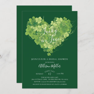 Invitación Afortunado en el amor Shamrock Heart Bridal Shower
