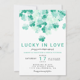 Invitación Afortunado en el clover verde enamorado boda de St