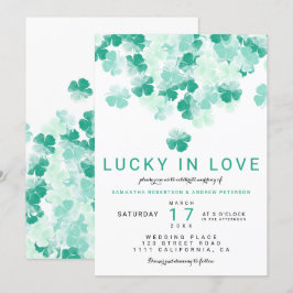 Invitación Afortunado en el clover verde enamorado boda de St
