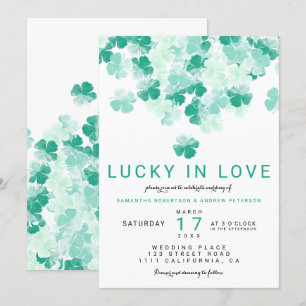 Invitación Afortunado en el clover verde enamorado boda de St