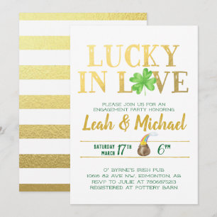Invitación Afortunado en fiesta de compromiso del amor el