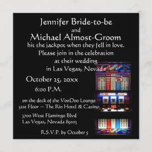 Invitación Afortunado en la boda del casino de Las Vegas del