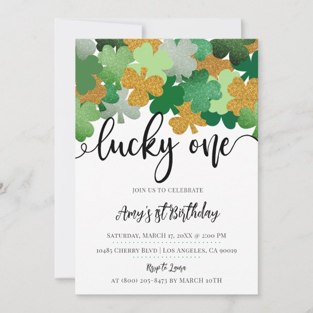Invitación Afortunado One St. Patrick's Day 1er cumpleaños (Anverso)