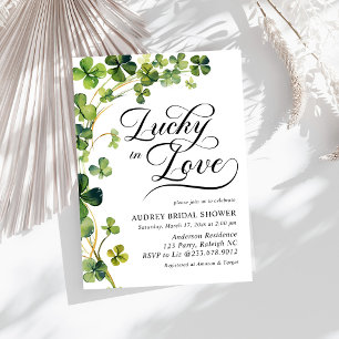 Invitación Afortunado por amar a la novia Shower Green Shamro