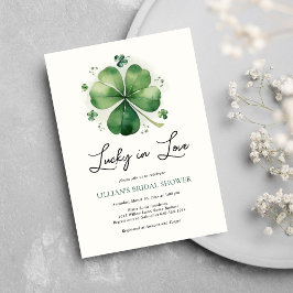 Invitación Afortunado por amar a la novia Shower Green Shamro