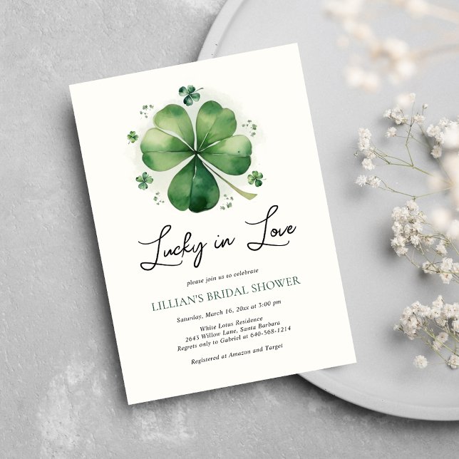 Invitación Afortunado por amar a la novia Shower Green Shamro (Subido por el creador)