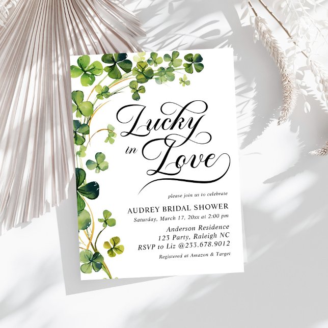 Invitación Afortunado por amar a la novia Shower Green Shamro (Subido por el creador)