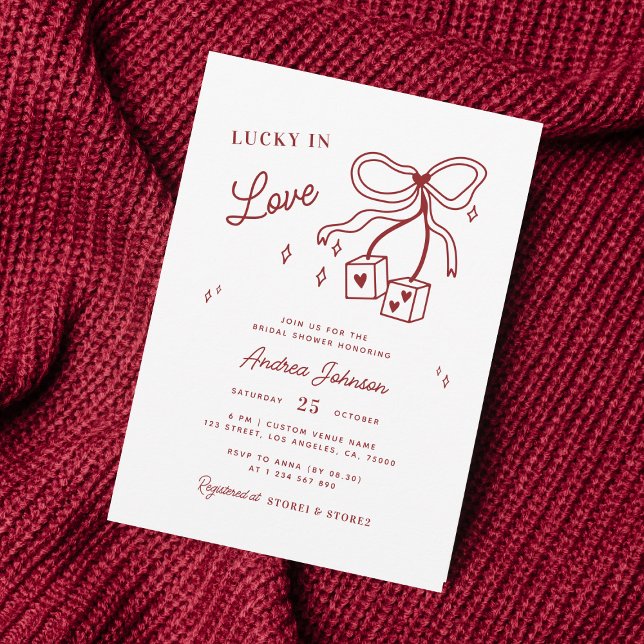 Invitación Afortunado por amar el Casino Vegas Dice Bow Brida (Subido por el creador)