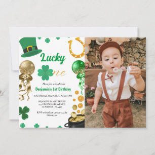Invitación Afortunado primer cumpleaños, Chica de St Patrick'