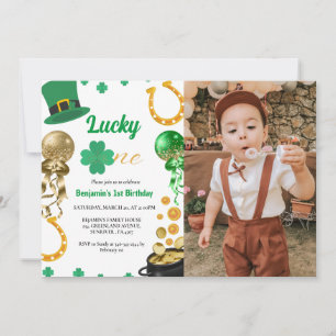 Invitación Afortunado primer cumpleaños, Chica de St Patrick'