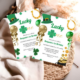 Invitación Afortunado primer cumpleaños, Chica de St Patrick'