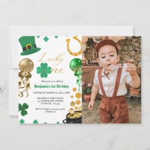 Invitación Afortunado primer cumpleaños, Chica de St Patrick'