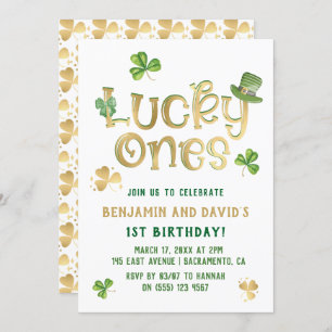 Invitación Afortunado   Primer cumpleaños de San Patricio