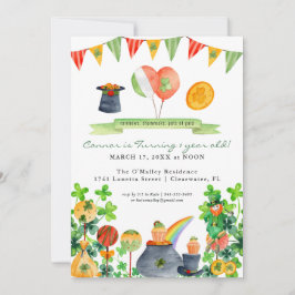 Invitación Afortunado | Primer cumpleaños del Día de San Patr