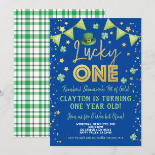 Invitación Afortunado primer cumpleaños del Día de San Patric