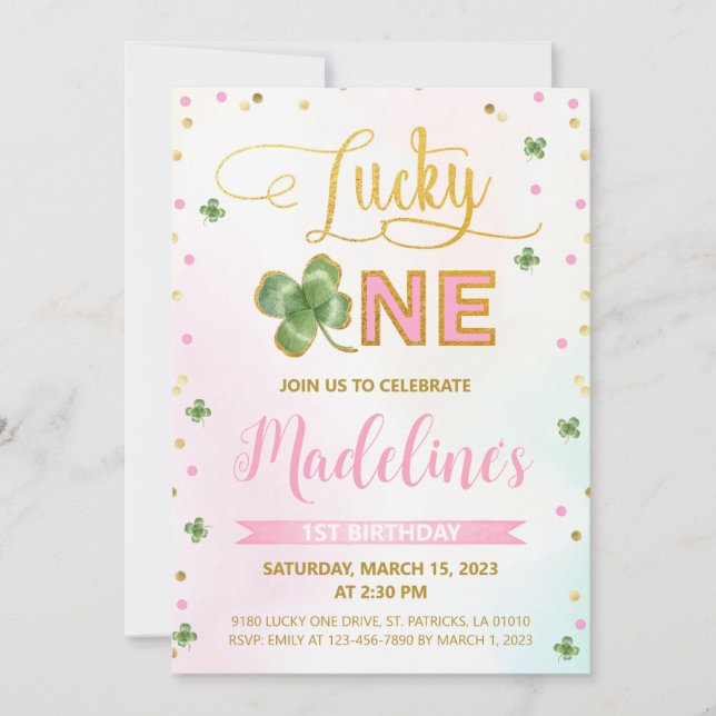 Invitación Afortunado, uno de los Chicas del Día de San Patri (Anverso)