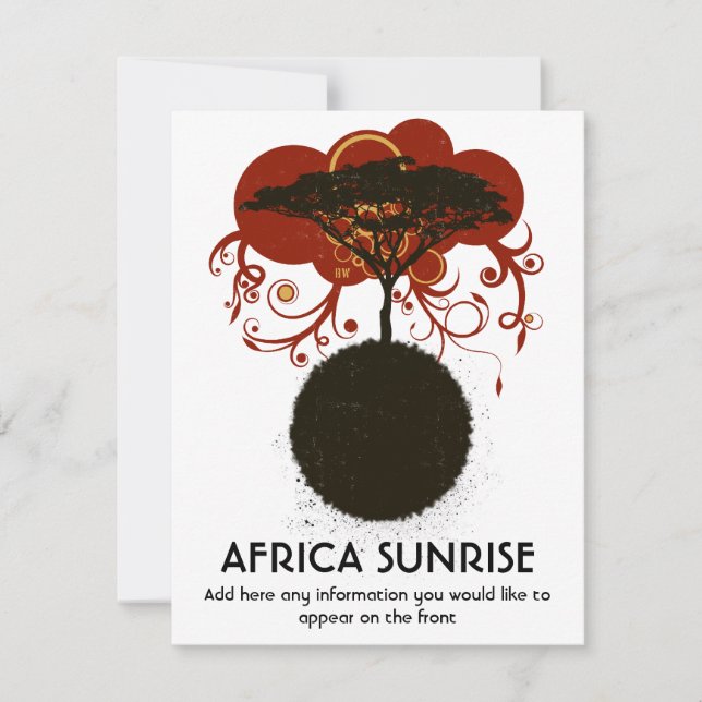Invitación Africa amanecer personalizable (Anverso)