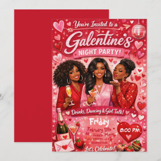 Invitación African American Galentine's Night Friends Party