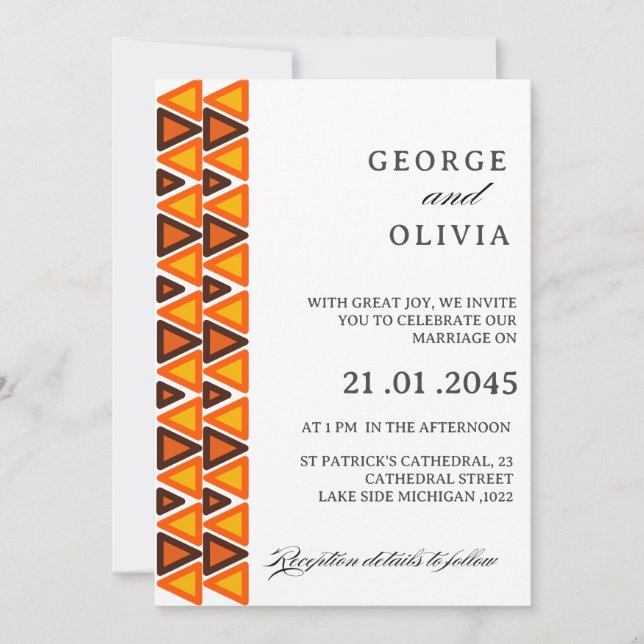 Invitación African Ethnic Seamless Pattern Wedding (Anverso)