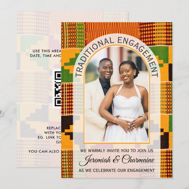 Invitación African Ghana Kente TRADITIONAL ENGAGEMENT  (Anverso / Reverso)