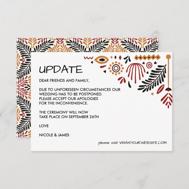 Invitación Africana | ACTUALIZACIÓN DEL BODA Ankara Kente (Anverso / Reverso)