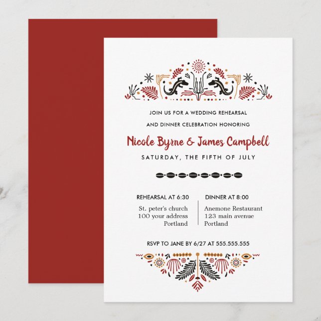 Invitación Africana | Moderna cena de ensayo de Ankara Kente (Anverso / Reverso)