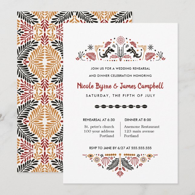 Invitación Africana | Moderna cena de ensayo de Ankara Kente (Anverso / Reverso)