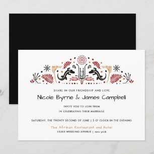 Invitación Africana Moderno Boda Ankara Kente Lizard