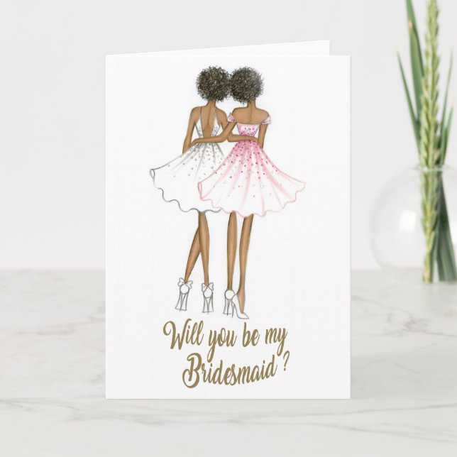 Invitación AfricanAmericanBride/AfricanAmericanBridesmaidCard (Anverso)