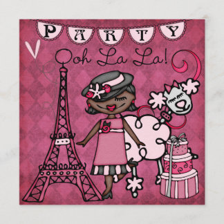 Invitación Africano Amer. El cumpleaños de París del La del