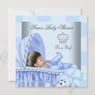 Invitación Africano Americano Baby Shower Niño Pequeño Prínci