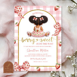 Invitación Afro Africana Niña Lazo Rosa fresa baya dulce 