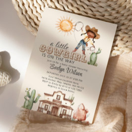 Invitación Afro Cowgirl Chica occidental Ranch Cactus Baby Sh