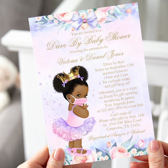 Invitación Afro Princess Drive De Baby Shower (Subido por el creador)